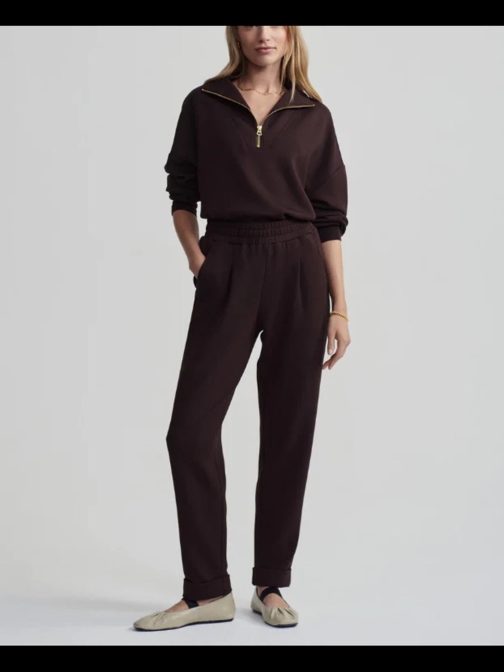 Varley Revolve Keller Half Zip Pullover Coffee Bean Brown Small NWT - Picture 6 of 6